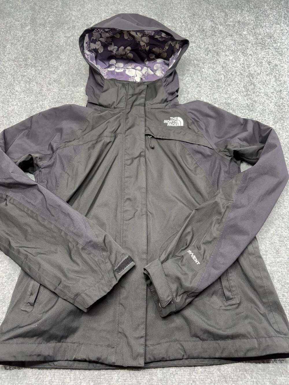 The North Face HyVent Insulated Ski Jacket Black Purple Floral A6DY-womens small